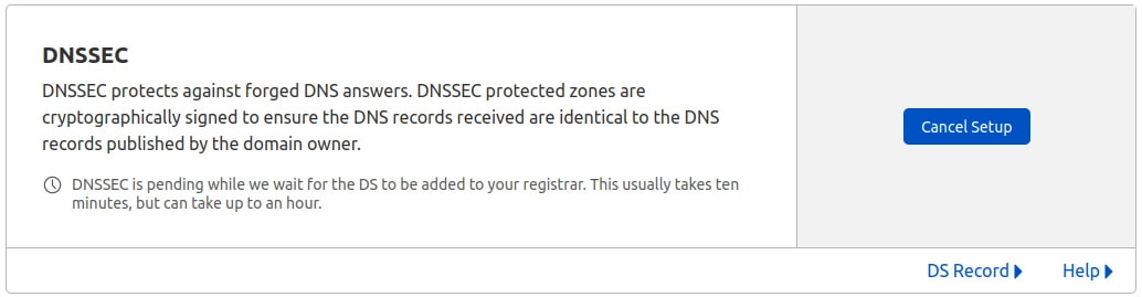 Cloudflare DNSSEC Pending