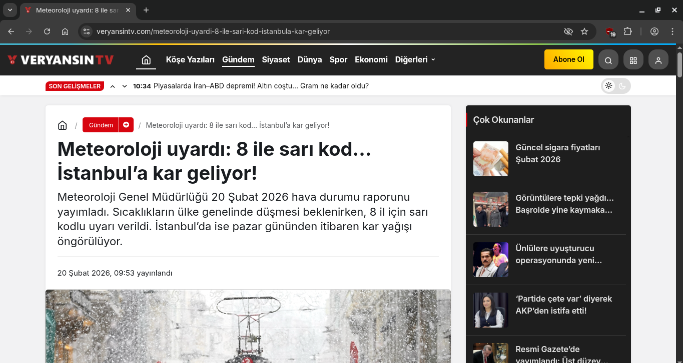 News page with uBlock Origin Lite