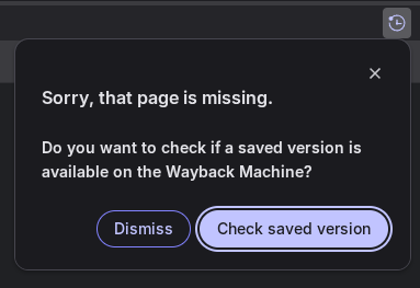 Wayback Machine prompt