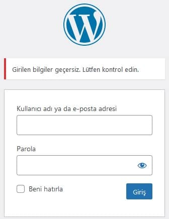 WordPress Giriş Hata İpuçlarını Devre Dışı Bırak